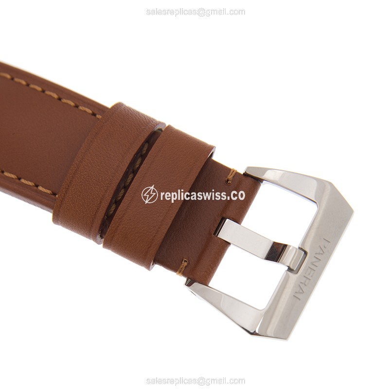 Panerai PAM00775 LUMINOR - Manual - Steel Case - White Dial - Brown Leather Strap - View 4