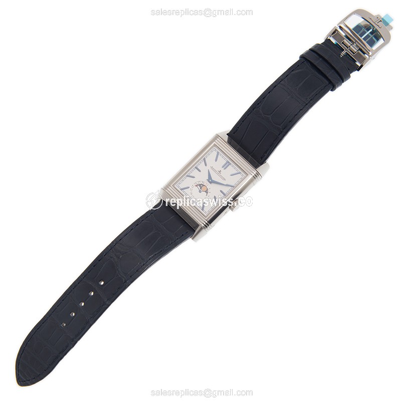 Jaeger-Lecoultre Q3958420 REVERSO - Manual - Steel Case - Silver Dial - Blue Alligator Strap - View 2