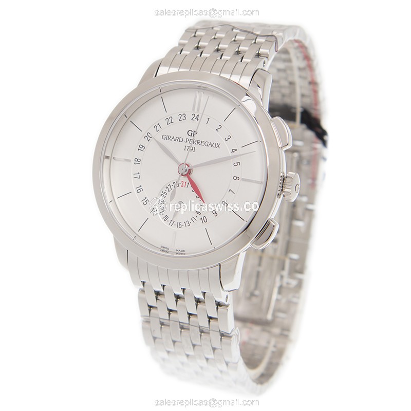 Girard Perregaux 1966 Replica - Automatic - Silver Steel Case - Sapphire Crystal - Silver Band - View 3