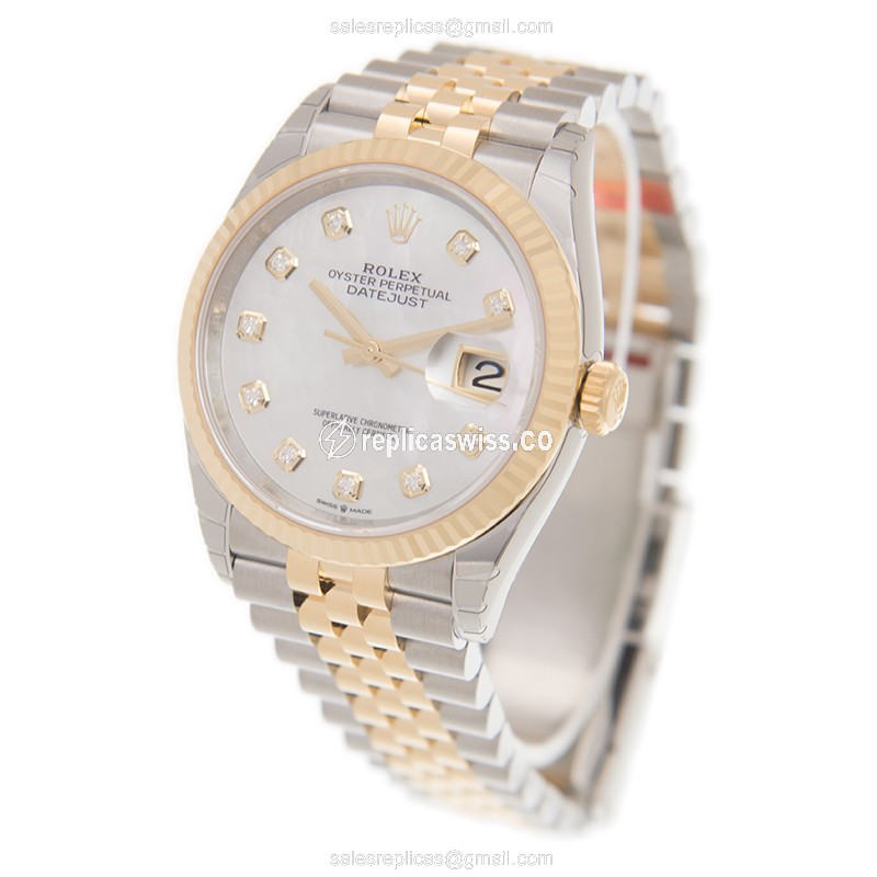 Rolex Datejust Replica - Automatic - White Dial on 18kt Steel & Gold Clasp - View 3