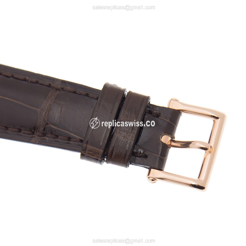 Patek Philippe 5078R-001 Replica - Automatic - 18kt Rose Gold - White Dial - Brown Alligator Strap - View 4