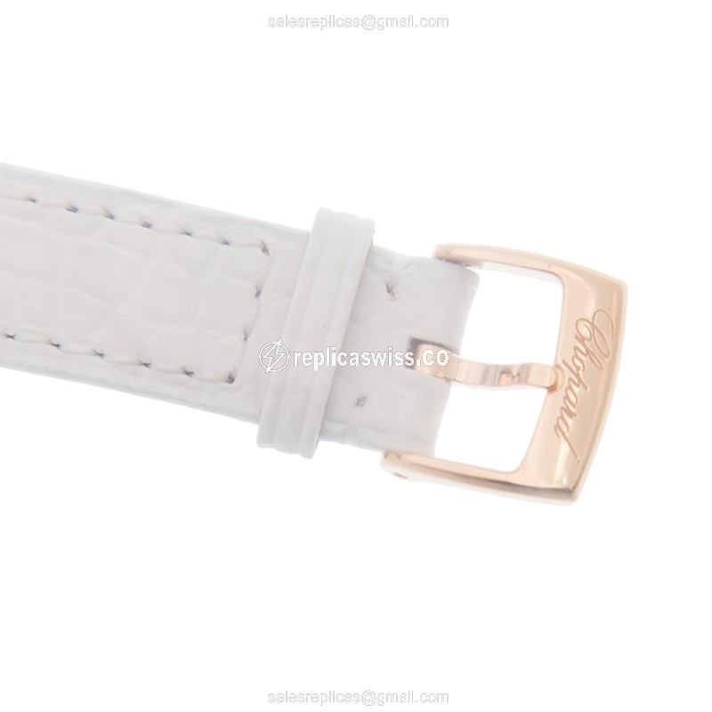 Chopard Happy Sport Replica - Automatic - 18kt Rose Gold - White Dial - Alligator Strap - View 4