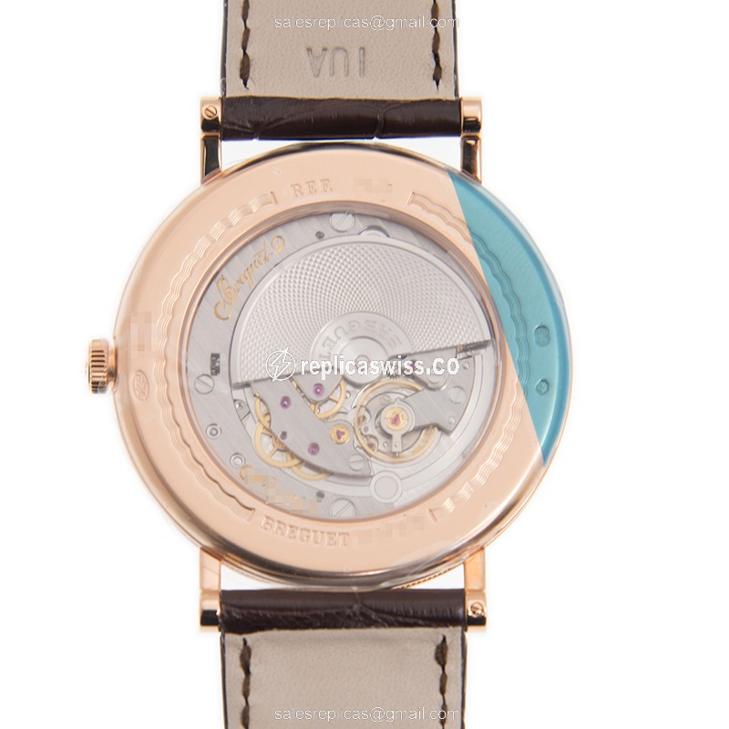 Breguet 7147BR/29/9WU Classic - Automatic 18kt Rose Gold - White Dial, Brown Alligator Buckle - View 3