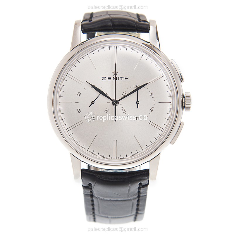Zenith Elite Replica Watch - Automatic - Steel - Alligator - View 2