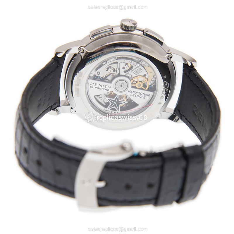 Zenith Elite Replica Watch - Automatic - Steel - Alligator - View 4