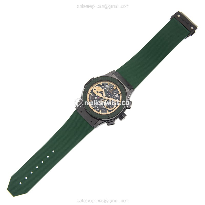 Hublot Classic Fusion Replica - Automatic - Grey Dial - Ceramics Case - Green Rubber Strap - View 2
