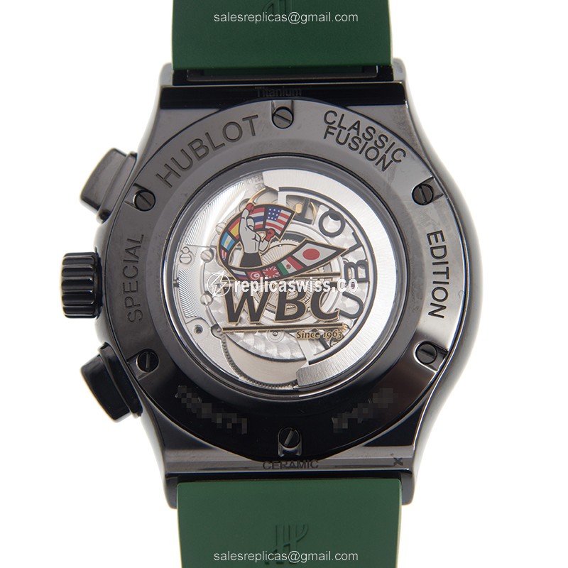 Hublot Classic Fusion Replica - Automatic - Grey Dial - Ceramics Case - Green Rubber Strap - View 3