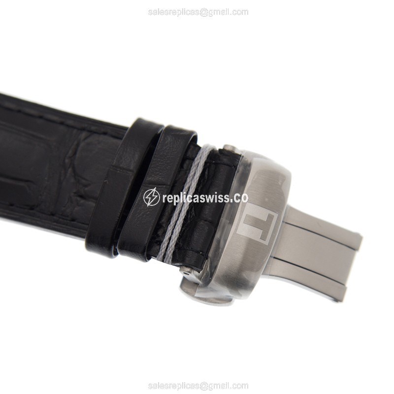 Tissot T-CLASSIC Replica - Automatic - Steel Case - Black Dial - Leather Strap - View 4
