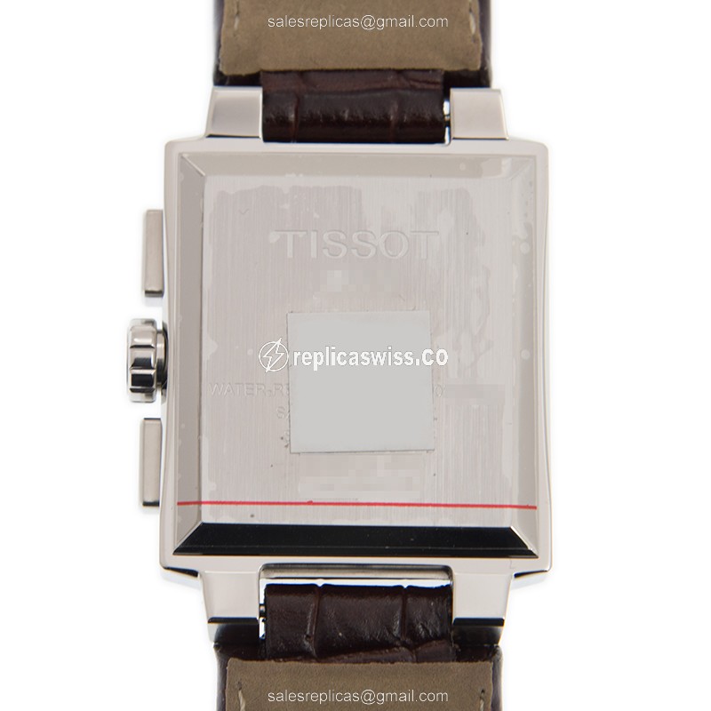Rolex T-TREND Quartz Replica - White Dial - Leather Brown Strap - Clasp - View 3