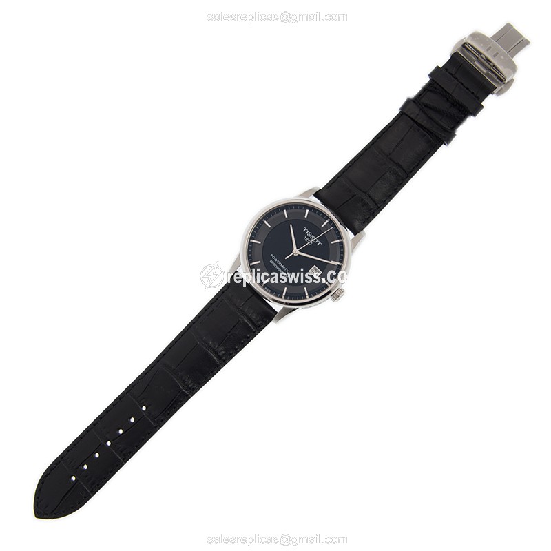 Tissot T-CLASSIC Automatic - Black Dial - Leather Strap - Stainless Steel Case - View 2