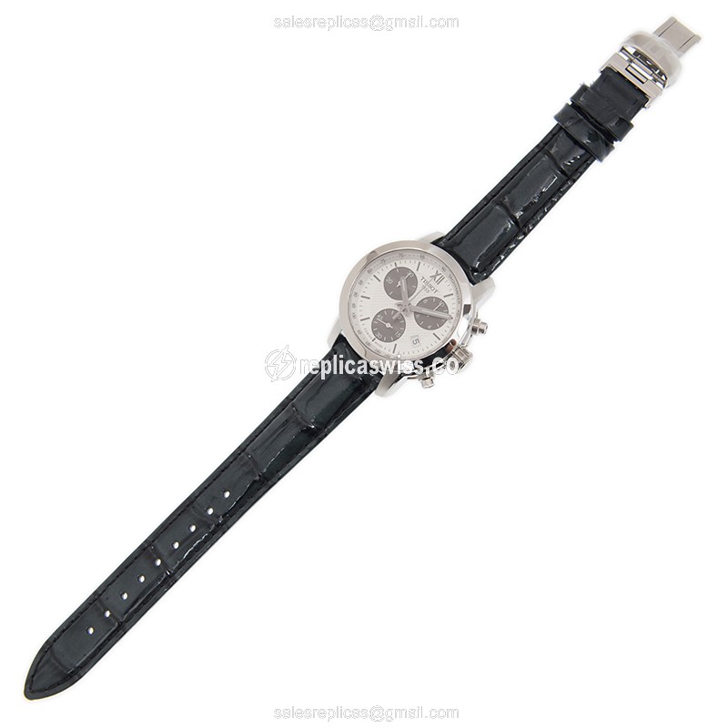 Tissot T055.217.16.038.00 Quartz - Stainless Steel Case - White Dial - Black Leather Strap - View 2