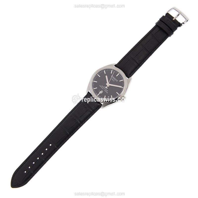 Tissot T-CLASSIC Replica - Automatic - Black Dial - Leather Strap - Buckle Clasp - View 2