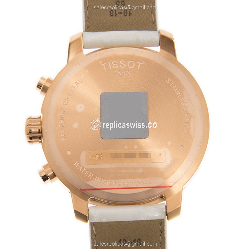 Tissot T-SPORT Quartz Gold-Plated - White Dial - Steel Case - Leather Strap - Buckle Clasp - View 3