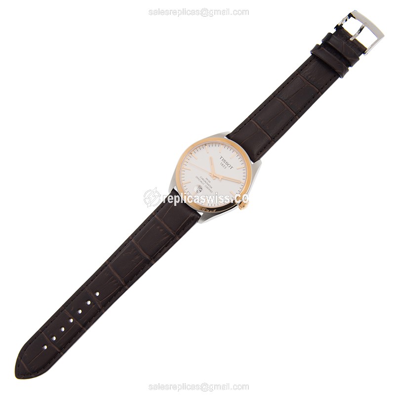 Tissot T-CLASSIC Quartz - White Dial - Leather Brown Strap - Buckle Clasp - View 2