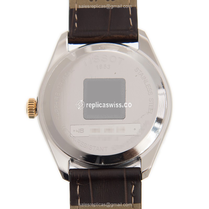 Tissot T-CLASSIC Quartz - White Dial - Leather Brown Strap - Buckle Clasp - View 3