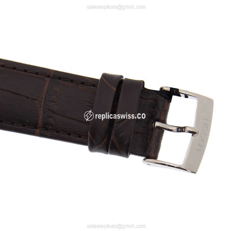 Tissot T-CLASSIC Quartz - White Dial - Leather Brown Strap - Buckle Clasp - View 4