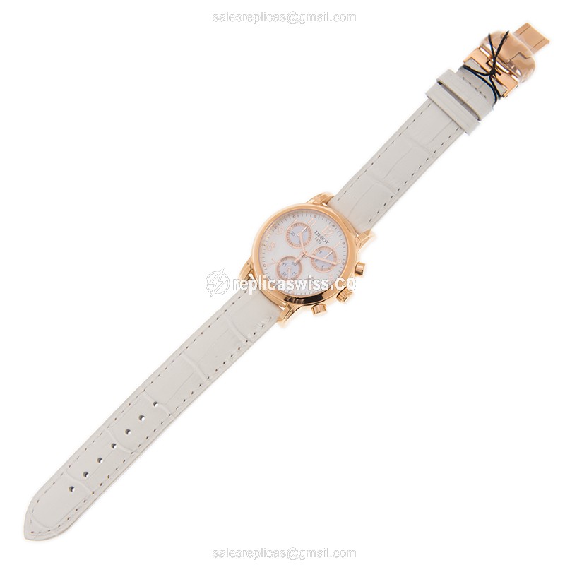 Tissot T-LADY Quartz - Stainless Steel Case - White Dial - Leather Strap - White Clasp - View 2