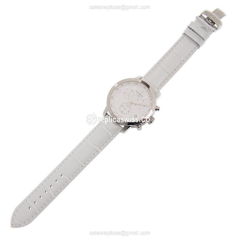 Tissot T-SPORT Quartz - White Dial - Steel Case - Leather strap - White Clasp - View 2