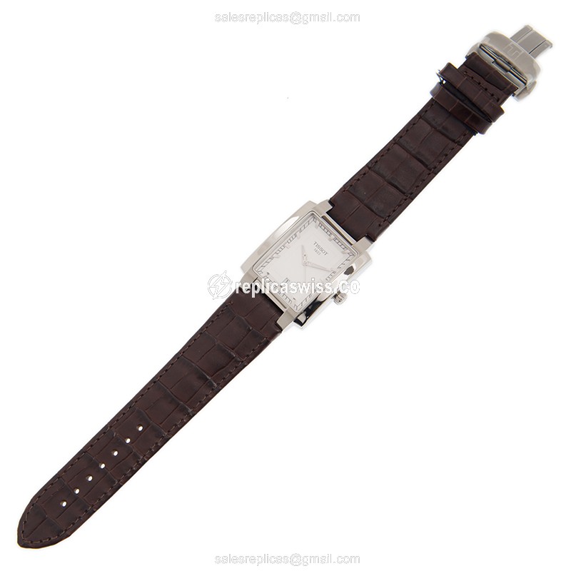Rolex T-TREND Quartz - Silver Dial - Steel Case - Brown Leather Strap - View 2