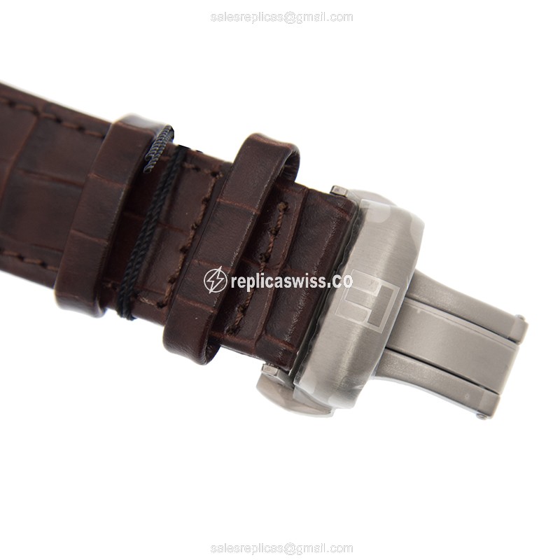 Rolex T-TREND Quartz - Silver Dial - Steel Case - Brown Leather Strap - View 4