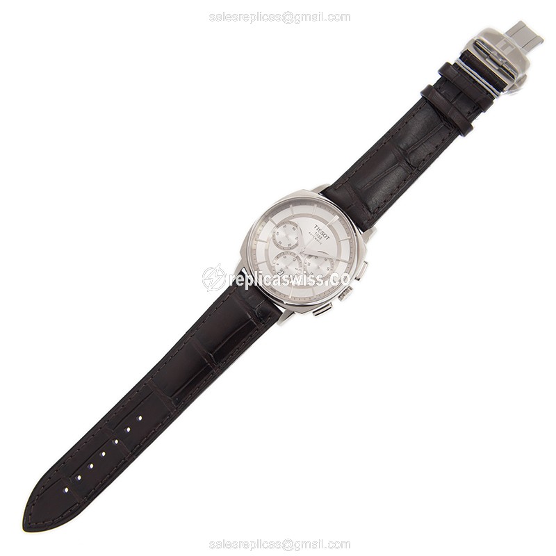 Tissot T-CLASSIC Automatic - Silver Dial - Brown Leather Strap - Clasp - Steel Case - View 2