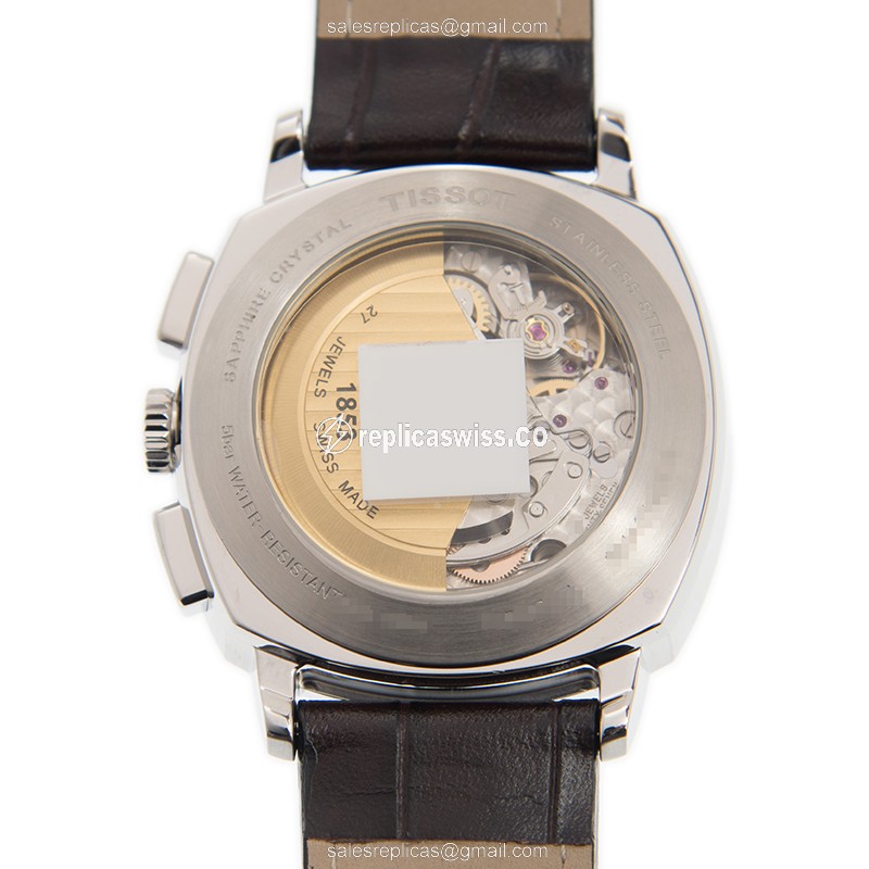 Tissot T-CLASSIC Automatic - Silver Dial - Brown Leather Strap - Clasp - Steel Case - View 3