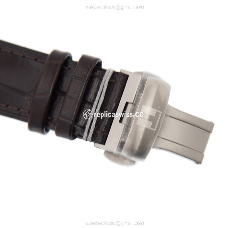 Tissot T-CLASSIC Automatic - Silver Dial - Brown Leather Strap - Clasp - Steel Case - View 4
