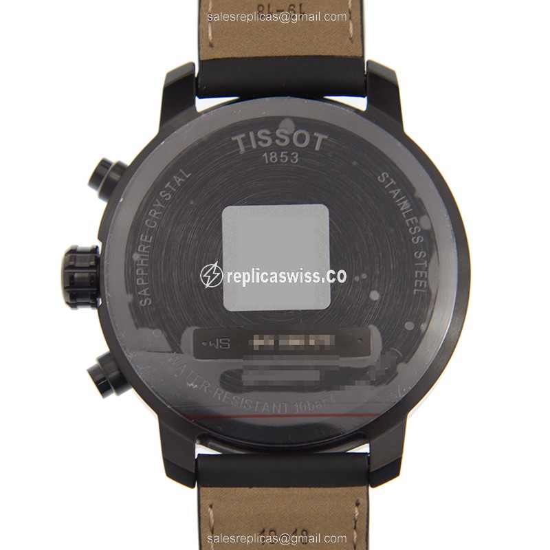 Tissot T-SPORT Quartz - Black Dial - Steel Case - Leather Strap - Buckle Clasp - View 3