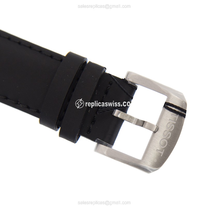 Tissot T-SPORT Quartz - Black Dial - Steel Case - Leather Strap - Buckle Clasp - View 4