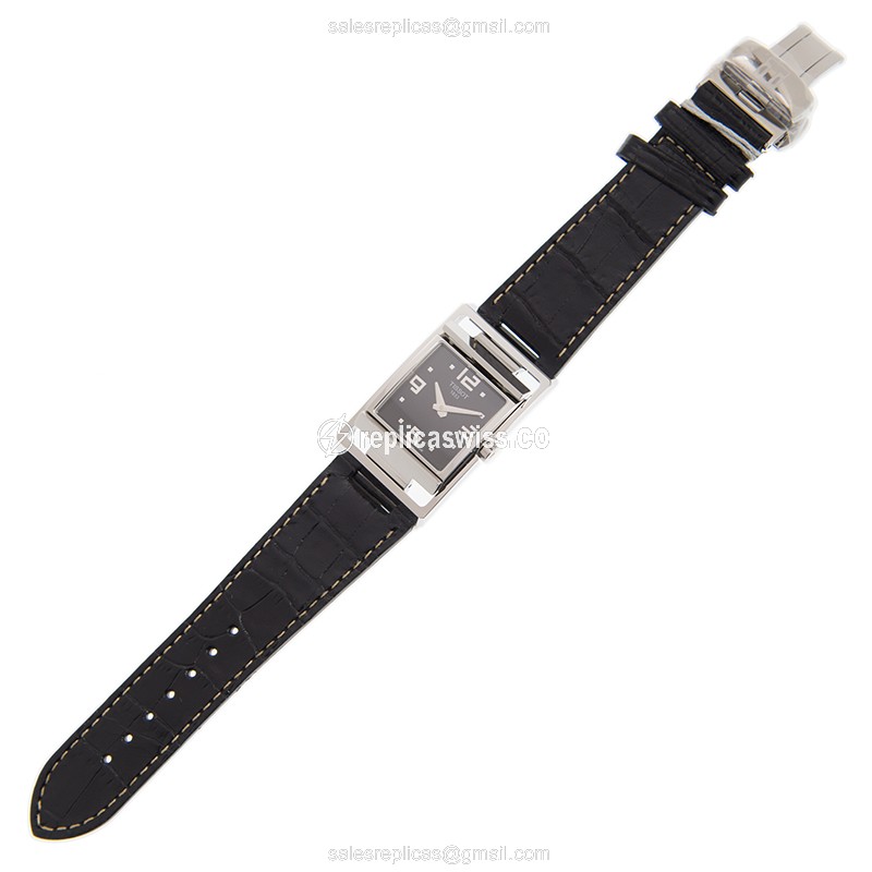 Tissot T-TREND Quartz - Black Dial - Leather Strap - Clasp - Stainless Steel Case - View 2