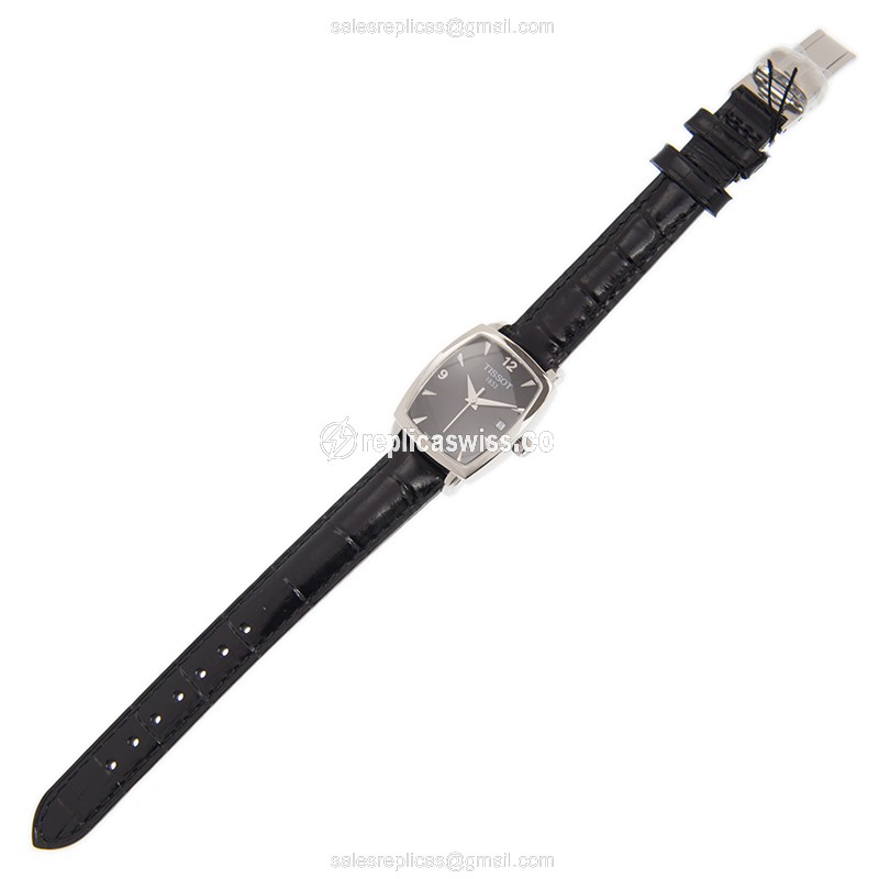 Rolex T-Classic Replica - Quartz - Black Dial - Leather Strap - Clasp - View 2