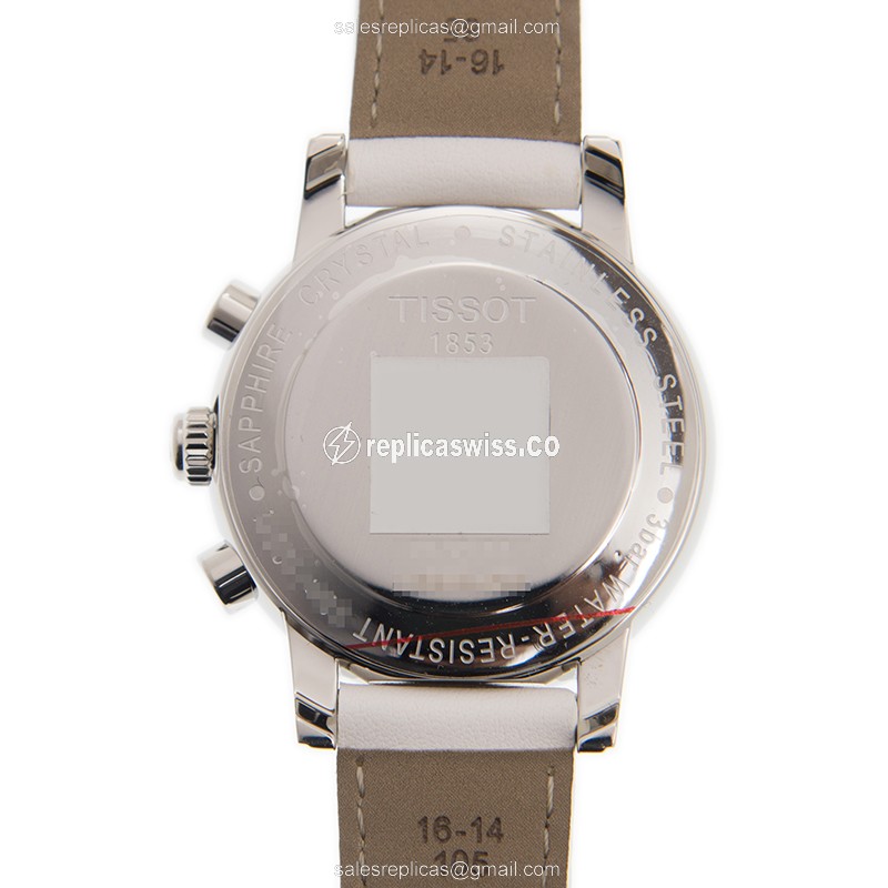 Tissot T-LADY Quartz - White Dial - Steel Case - Leather Strap - White Clasp - View 3