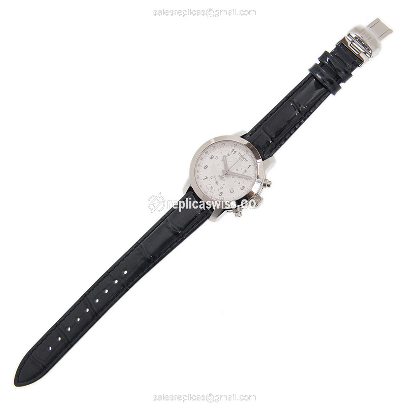Rolex T-SPORT Quartz - Stainless Steel Case - Silver Dial - Black Leather Strap - View 2