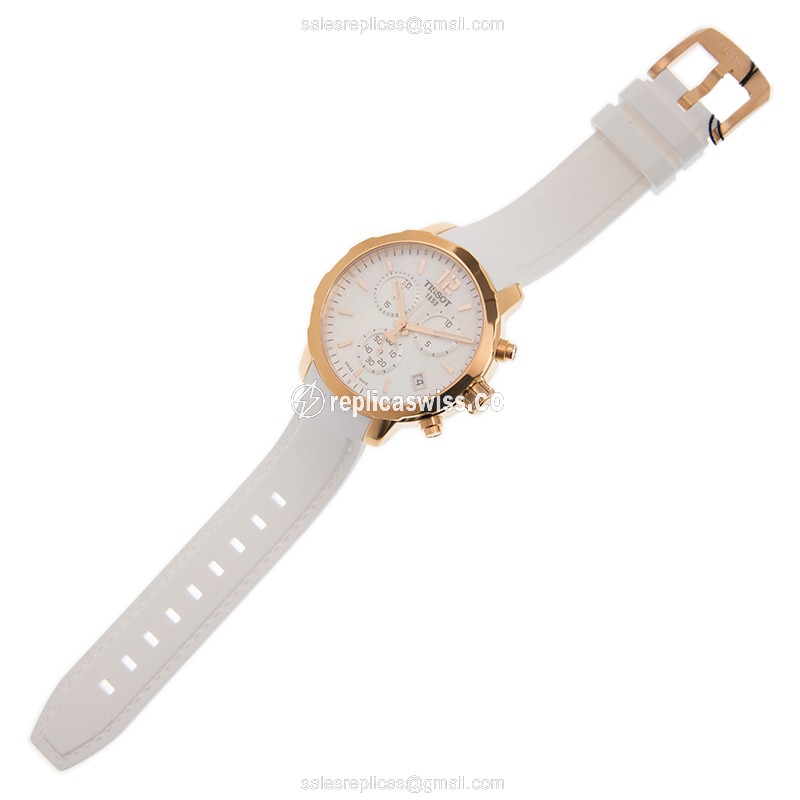 Rolex T-SPORT Replica - Quartz - Steel Case - White Dial - Leather Strap - View 2