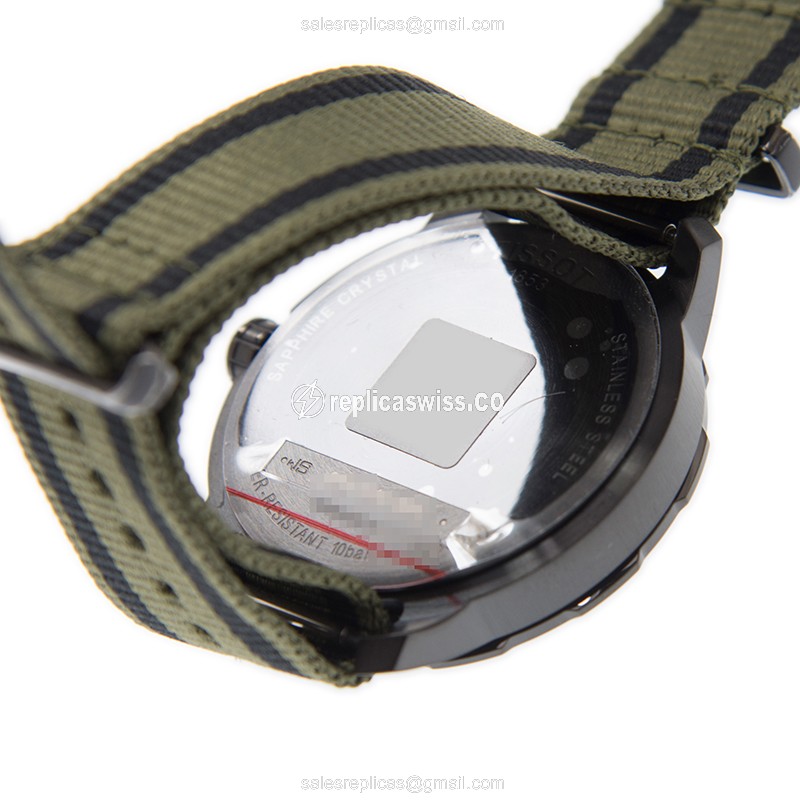 Rolex T-SPORT Quartz Replica - Black Dial - Steel Case - Green Nylon Strap - Buckle Clasp - View 2