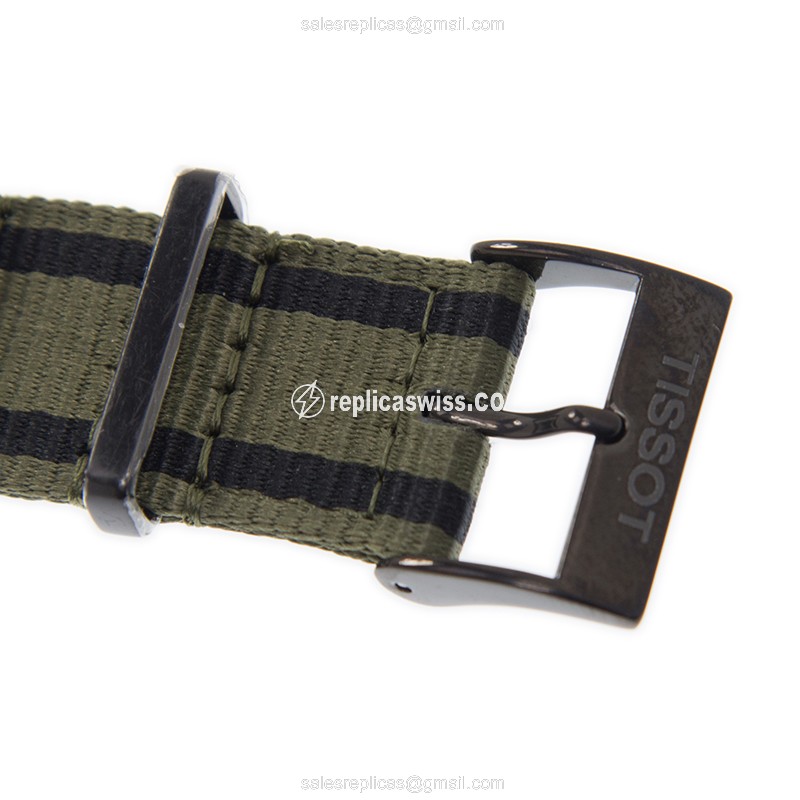 Rolex T-SPORT Quartz Replica - Black Dial - Steel Case - Green Nylon Strap - Buckle Clasp - View 3