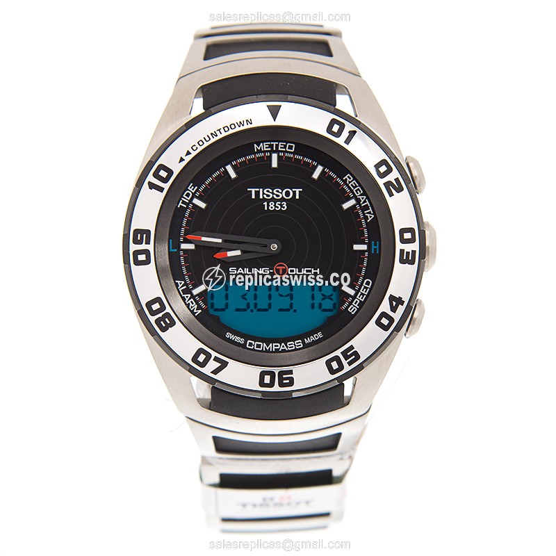 Rolex Tissot Replica - Quartz - Black Dial - Steel Case - Black Band - View 2
