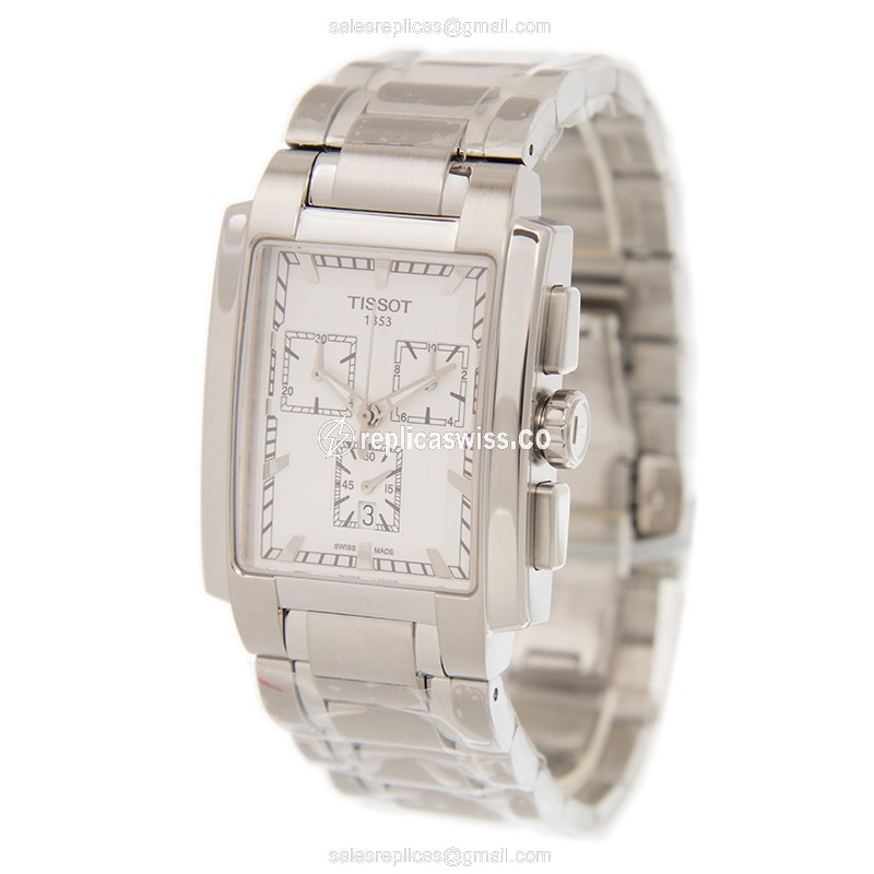 Tissot T-TREND Quartz - White Dial - Steel Case - Silver Strap - Clasp - View 3