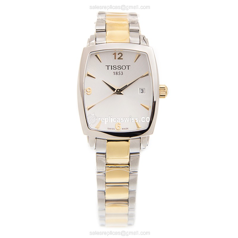 Rolex T-CLASSIC Quartz Steel - Silver Dial - Gold Clasp - 22mm - View 2