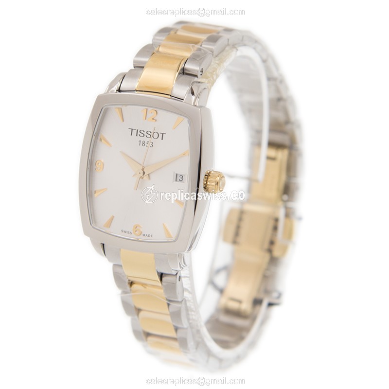 Rolex T-CLASSIC Quartz Steel - Silver Dial - Gold Clasp - 22mm - View 3