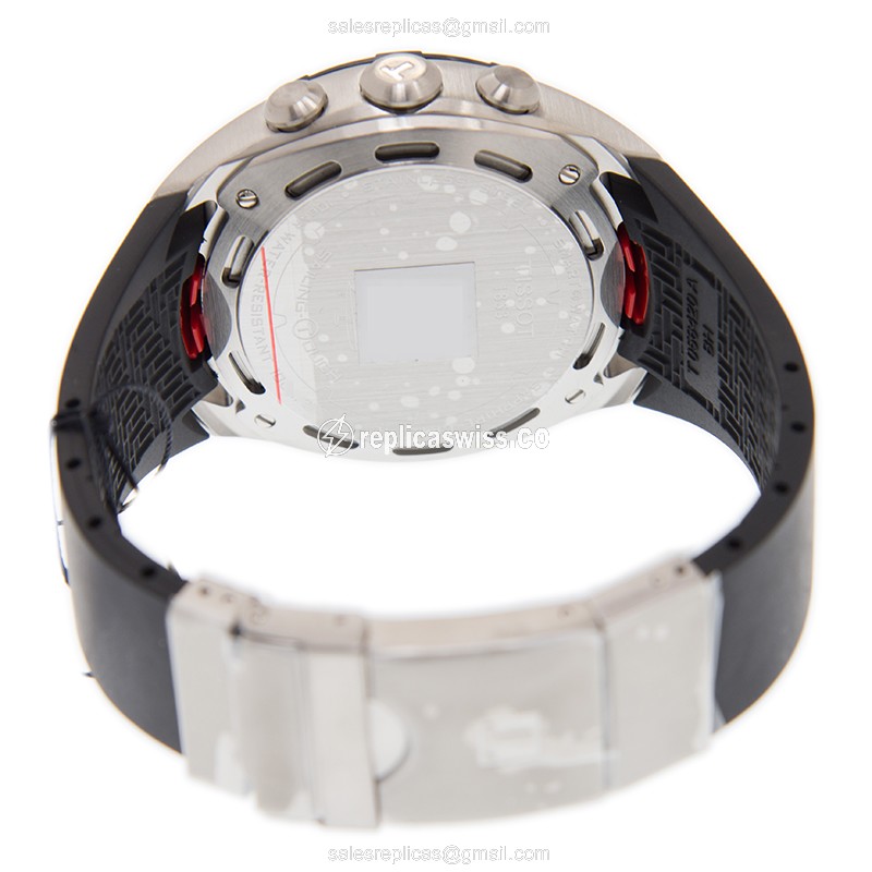 Rolex Tissot Replica - Quartz - Stainless Steel - White Dial - Black Rubber Strap - View 4