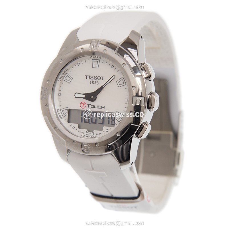 Tissot T047.220.47.111.00 Replica - Quartz - Titanium Case - White Dial - Rubber Strap - View 3