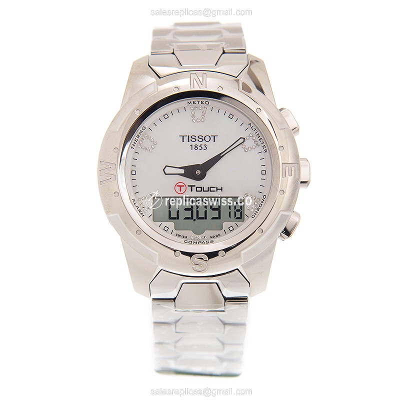 Rolex Tissot Replica - Quartz - Titanium Case - White Dial - Silver Band - View 2