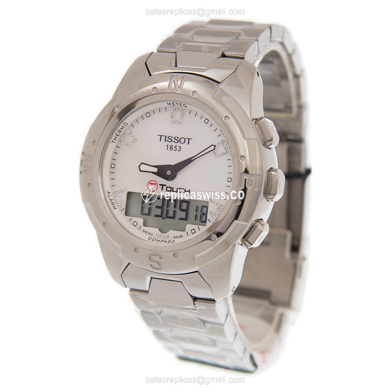 Rolex Tissot Replica - Quartz - Titanium Case - White Dial - Silver Band - View 3
