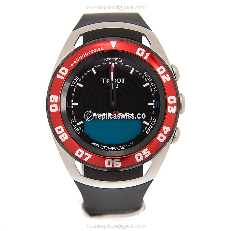 Rolex Tissot Touch Collection - Quartz - Black Dial - Steel Case - Rubber Strap - Black - View 2