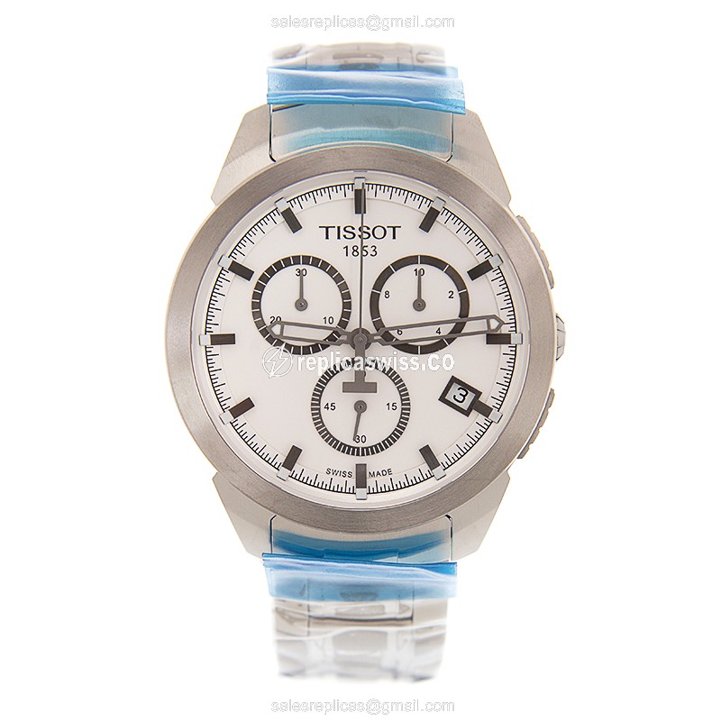 Tissot T-SPORT Quartz Titanium - White Dial - Silver Titanium Clasp - View 2