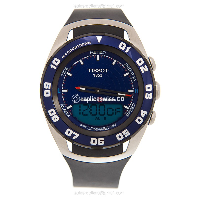 Rolex Tissot Touch Collection Quartz - Blue Dial - Stainless Steel - Black Rubber Strap - View 2