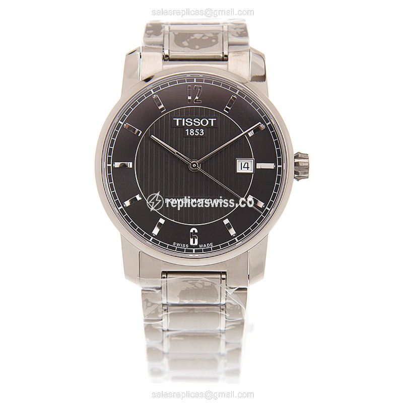 Tissot T-CLASSIC Replica - Automatic - Titanium Case - Black Dial - Silver Titanium Strap - View 2