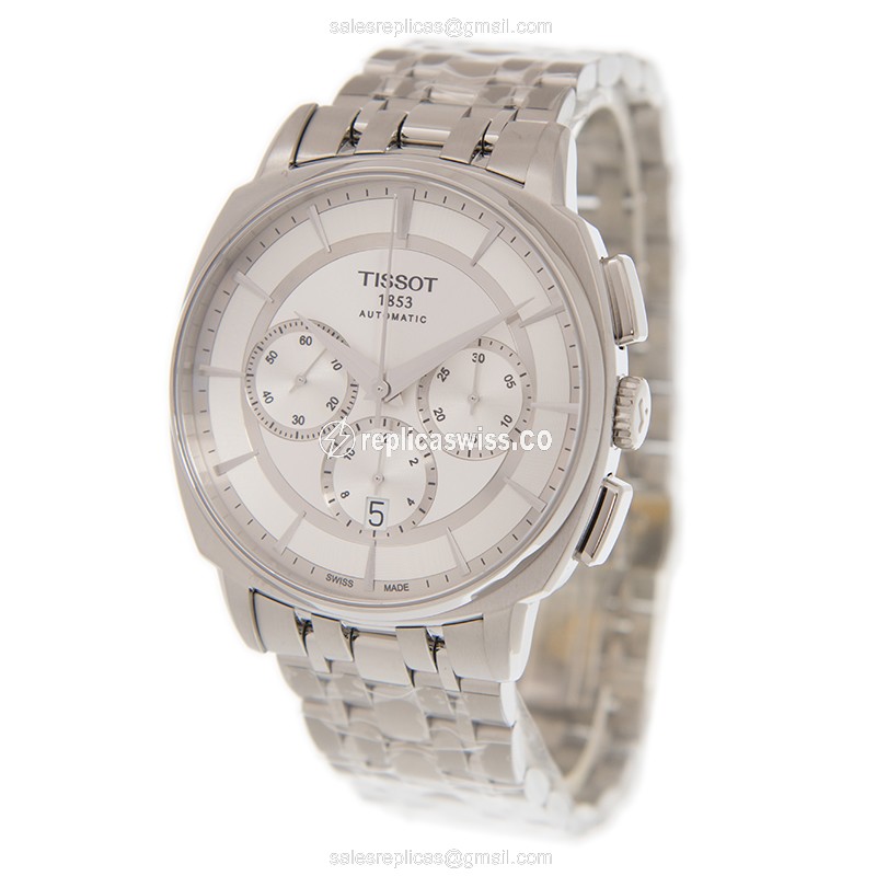 Tissot T-CLASSIC Automatic - Silver Dial - Steel Case & Strap - Clasp - View 3