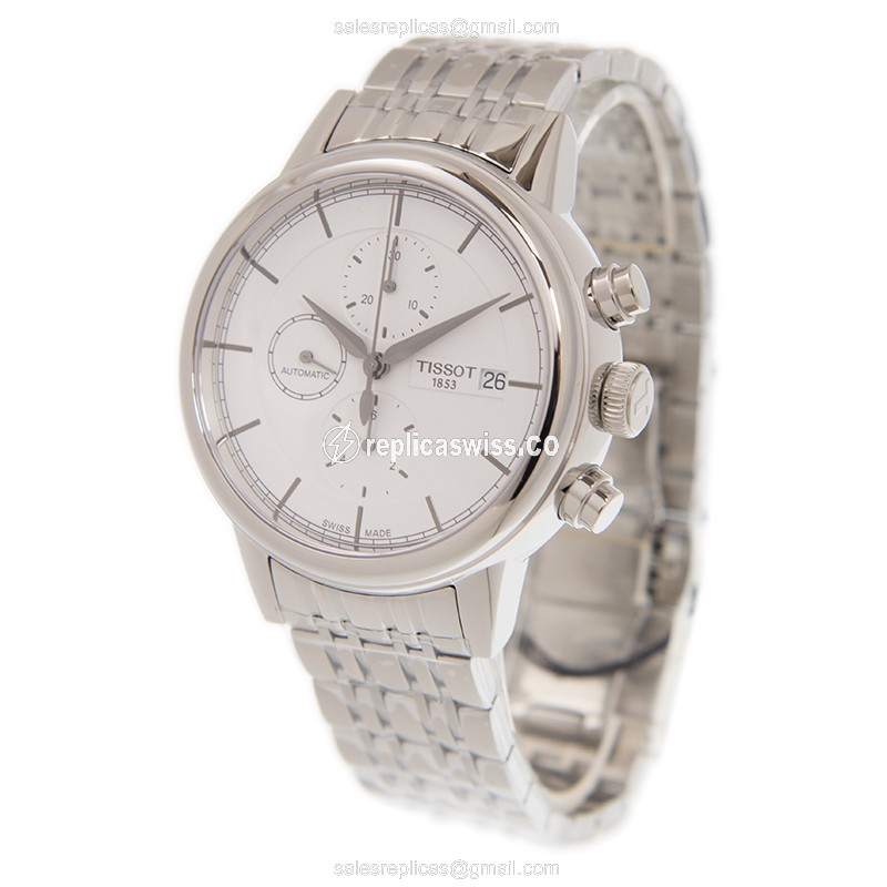 Automatic Tissot T-CLASSIC - White Dial - Stainless Steel Case - Silver Band - View 3